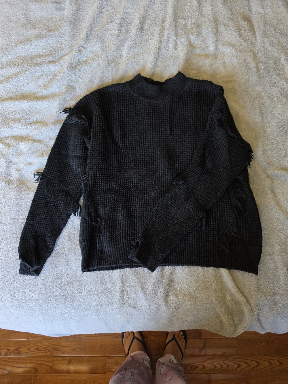 MICHAEL Michael Kors Black Distressed Turtleneck Sweater